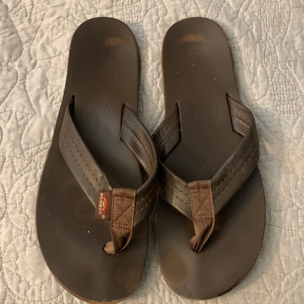 Women’s Rainbow brown leather size 9.5 flip flops